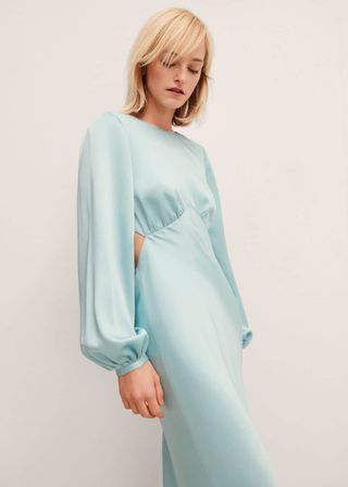 Satin Dress With Open Back - Women
