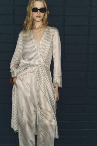 zara, Contrast Wrap Dress