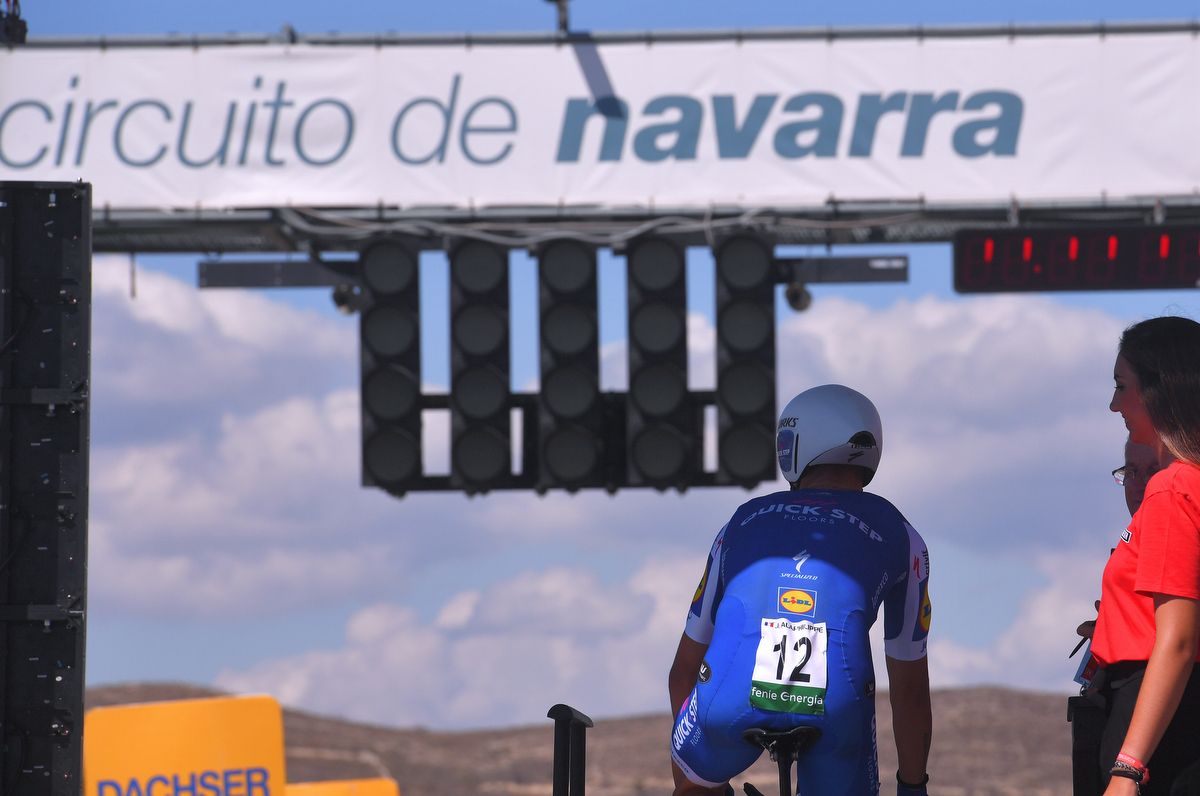 Julian Alaphilippe in the start house for the TT