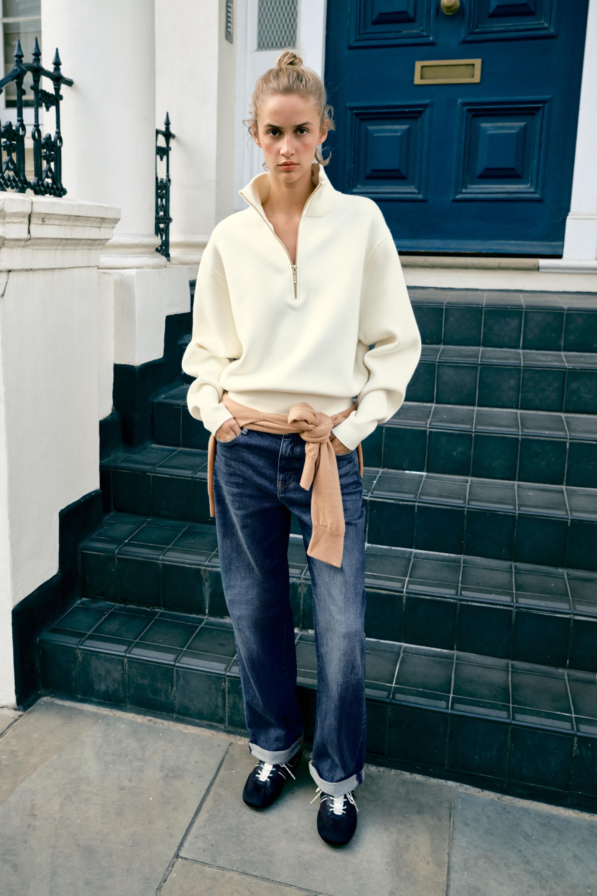 High Neck Knit Jumper - Ecru - S