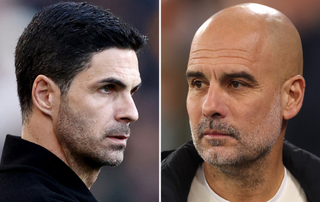 Mikel Arteta of Arsenal vs Pep Guardiola of Man City