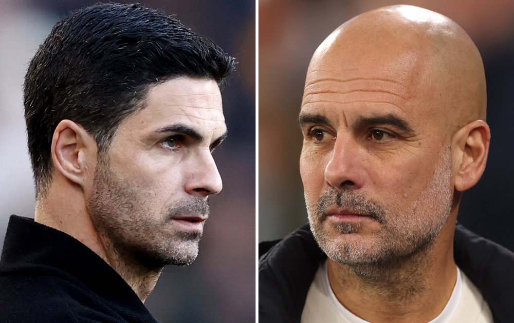 Mikel Arteta of Arsenal vs Pep Guardiola of Man City