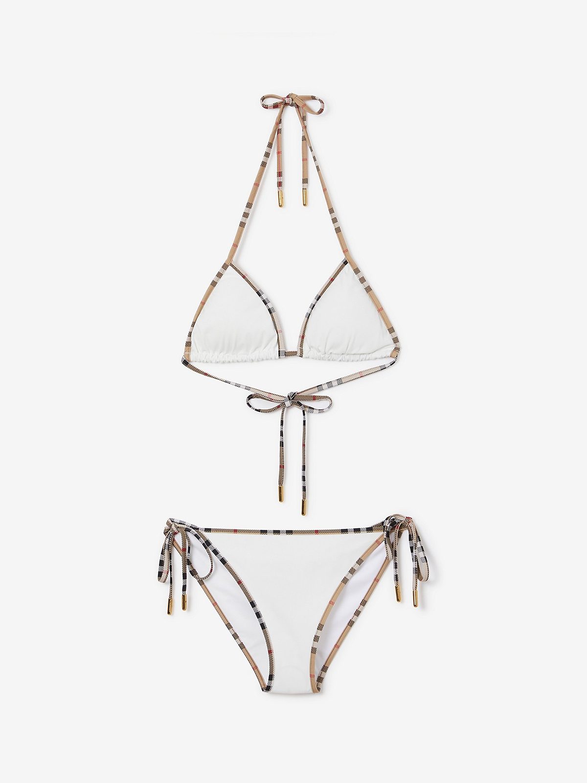 Check Trim Bikini in White - Women, Nylon | Burberry® Official