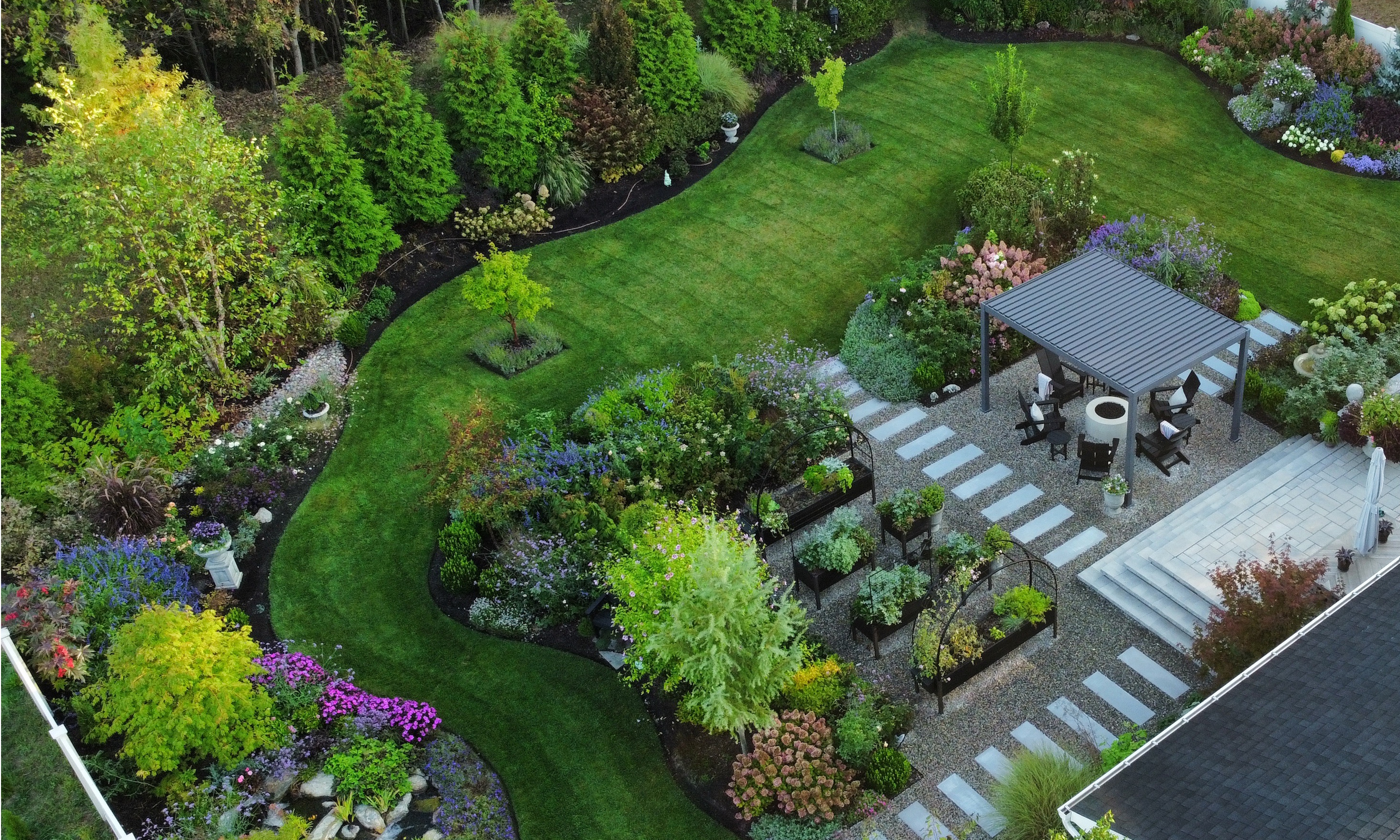 Grow For Me Gardening aerial view of the yard
