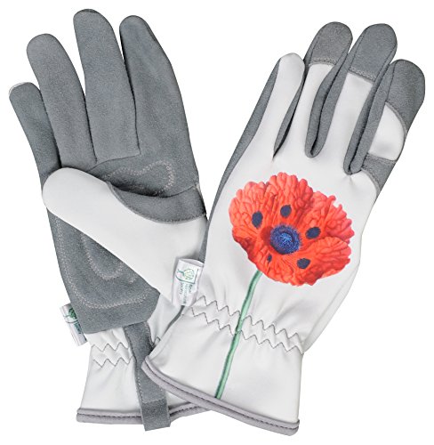 Gold Leaf Rhs Collection Chelsea Ladies Comfortable Deerskin Leather Gardening Gloves Red Poppy- Great Gift