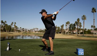 Mickelson hits a drive