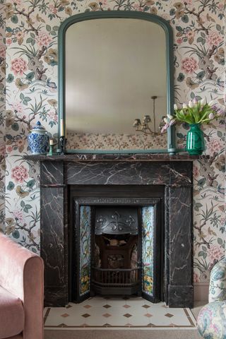 tiles on a fireplace
