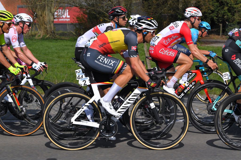 WAREGEM BELGIUM MARCH 31 Dries De Bondt of Belgium and Team AlpecinFenix during the 75th Dwars Door Vlaanderen 2021 Mens Elite a 1841km race from Roeselare to Waregem DDV DDV21 FlandersClassic A travers la Flandre on March 31 2021 in Waregem Belgium Photo by Luc ClaessenGetty Images
