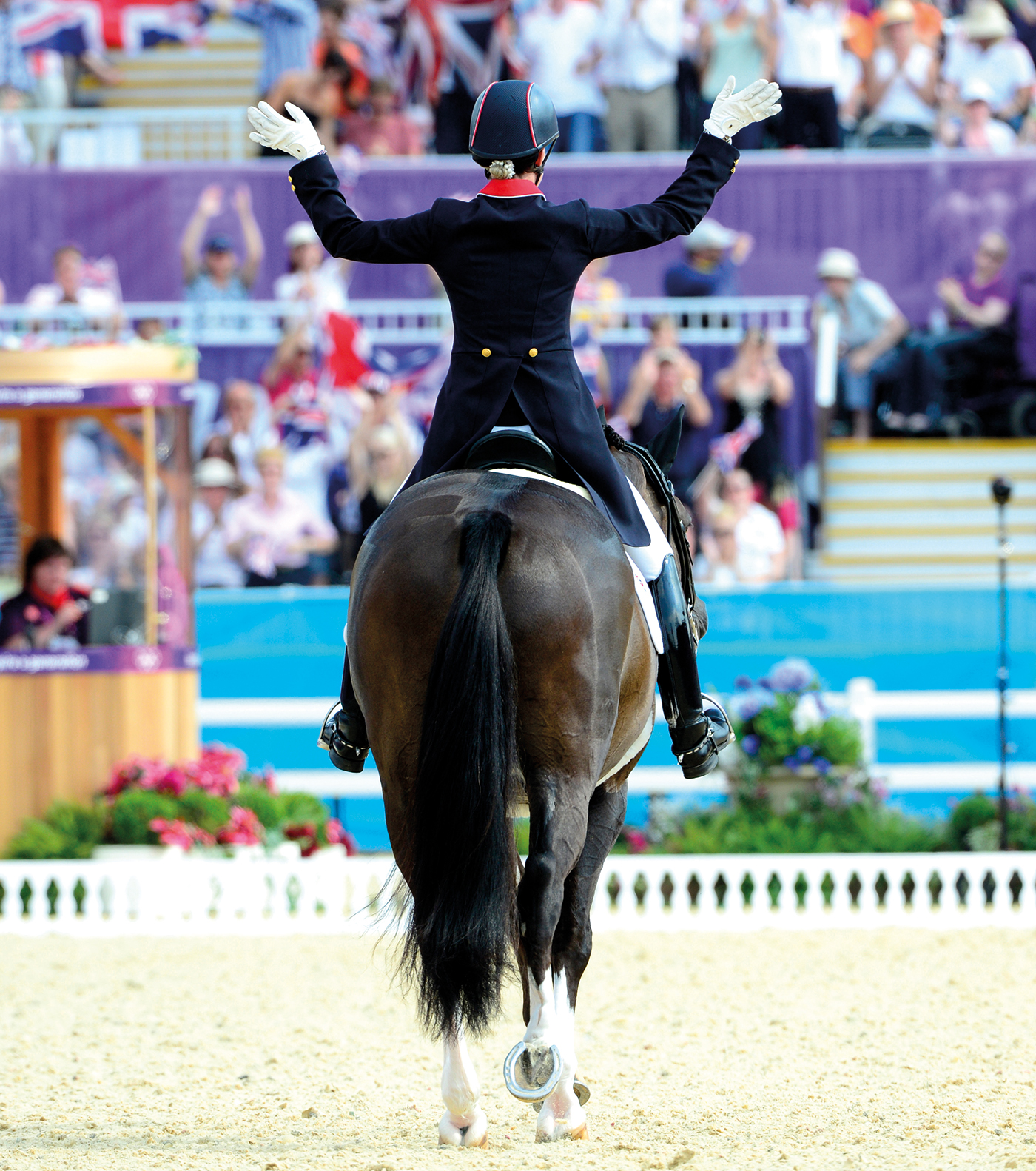 Britain's Charlotte Dujardin rides Valegro during the Equestrian Individual Dressage competition at Greenwich Park during the London 2012 Olympic Games in London on August 9, 2012. AFP PHOTO / JOHN MACDOUGALL (Photo credit should read JOHN MACDOUGALL/AFP/GettyImages)
