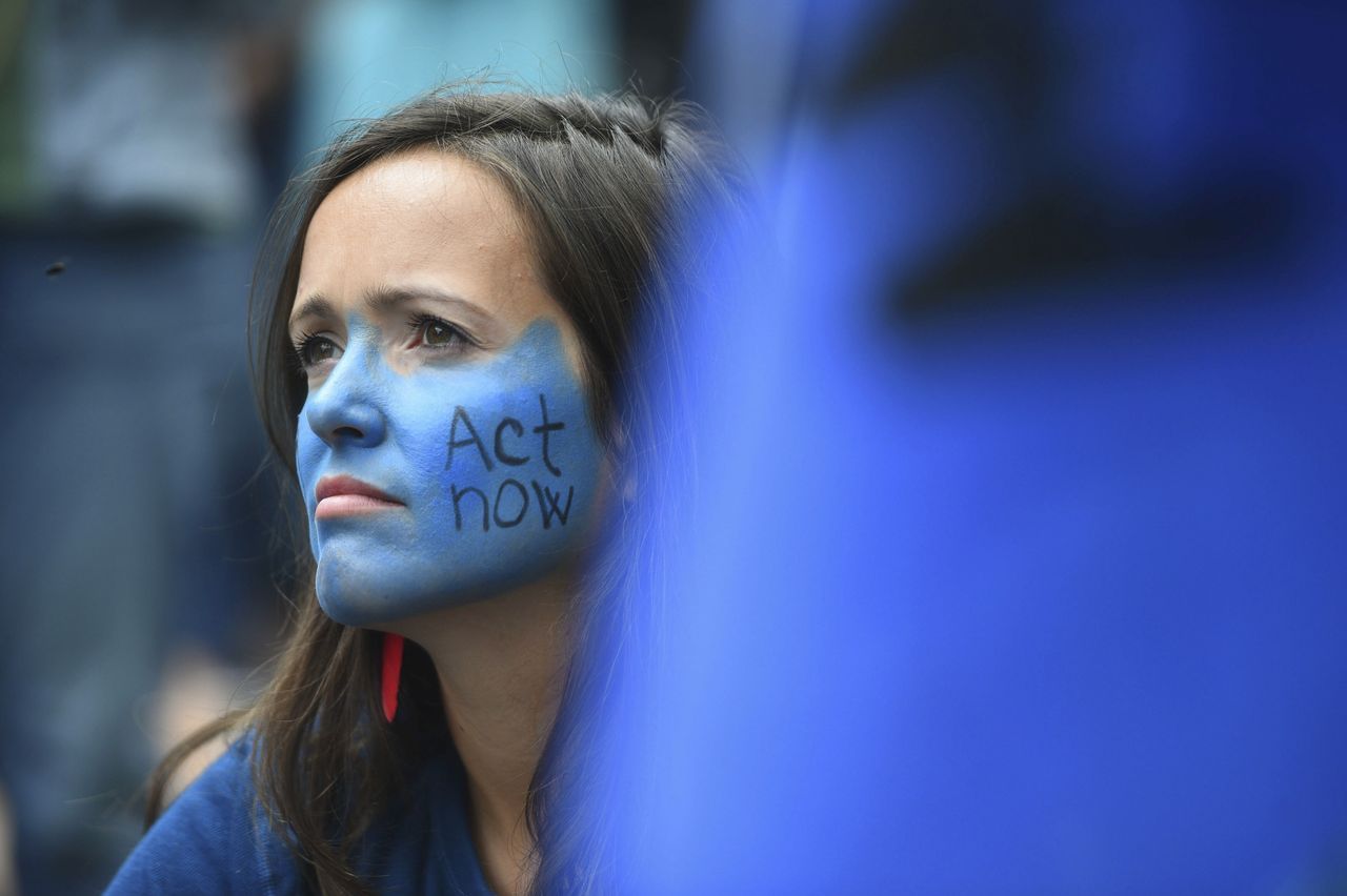 An Extinction Rebellion protester in London.