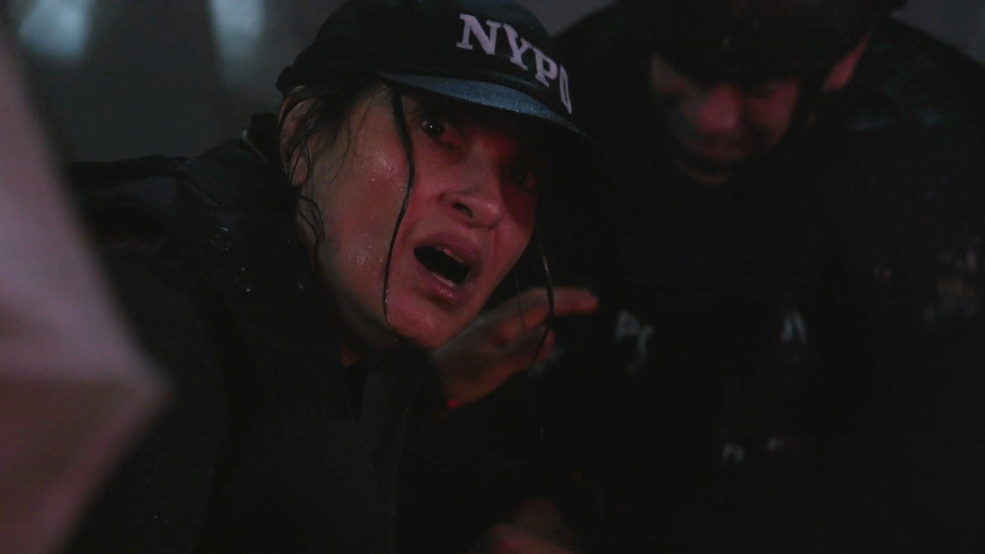 Olivia in the rain in the Season 27 finale of SVU.