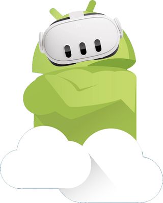 Android Central's Lloyd mascot wearing a Meta Quest 3