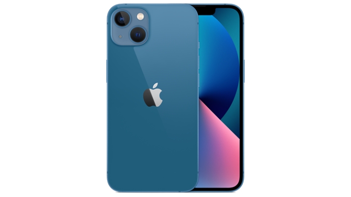 The iPhone 13 in blue