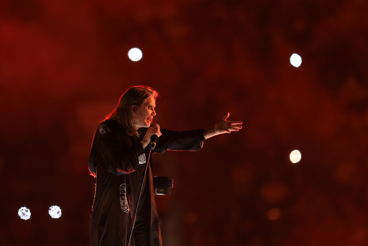 Ozzy Osbourne and Tony Iommi on stage at the Commonwealth Games