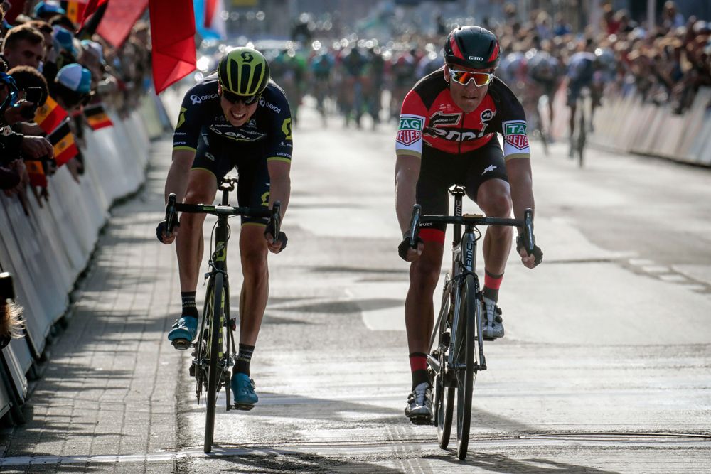 Greg Van Avermaet (BMC Racing) beat Jens Keukeleire (Orica Scott) to the line