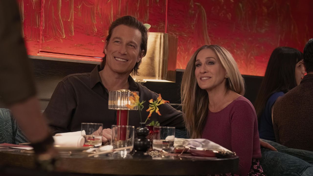 John Corbett as Aidan Shaw &amp; Sarah Jessica Parker as Carrie Bradshaw in And Just Like That