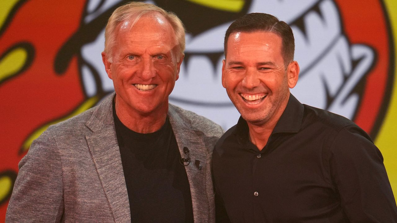 Sergio Garcia with LIV Golf chief Greg Norman