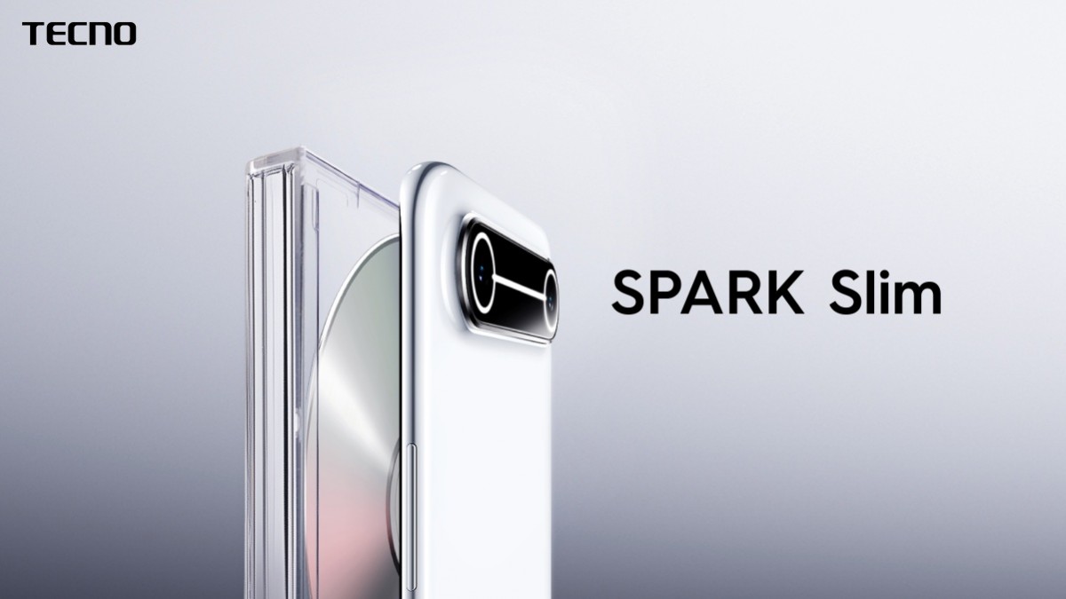 The Tecno Spark Slim, displaying camera bar and display