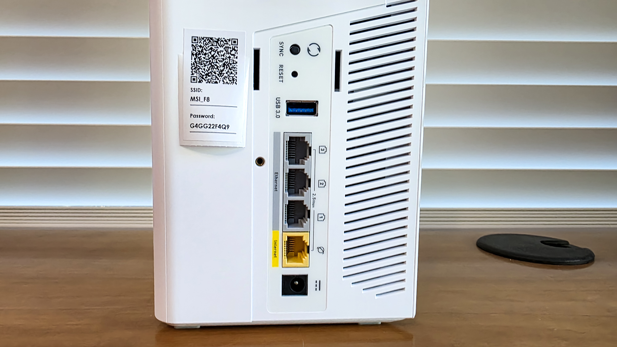 The ports on a MSI Roamii BE Pro router