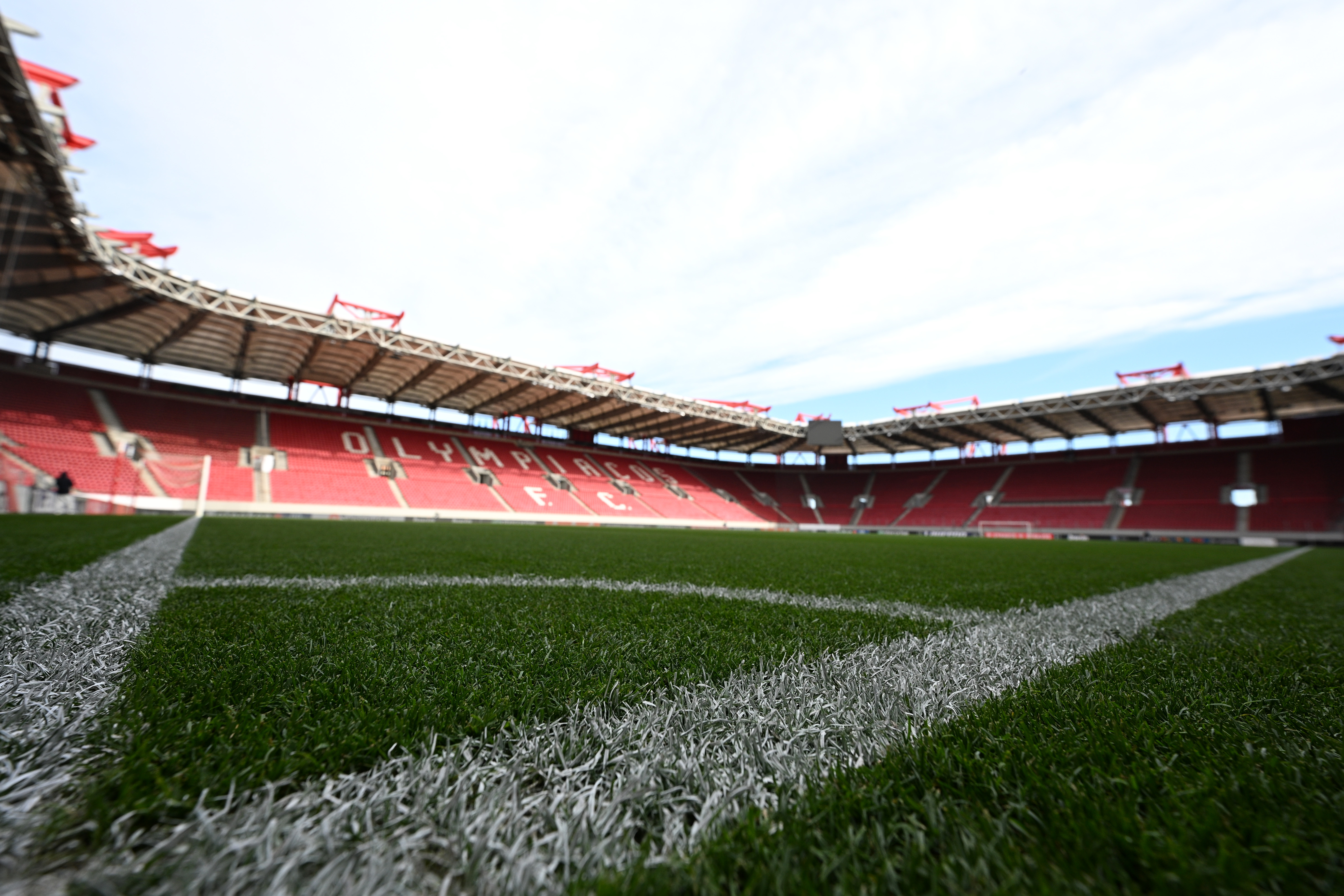 General view of the Georgios Karaiskakis Stadium, home of Greek side Olympiacos, in March 2024.