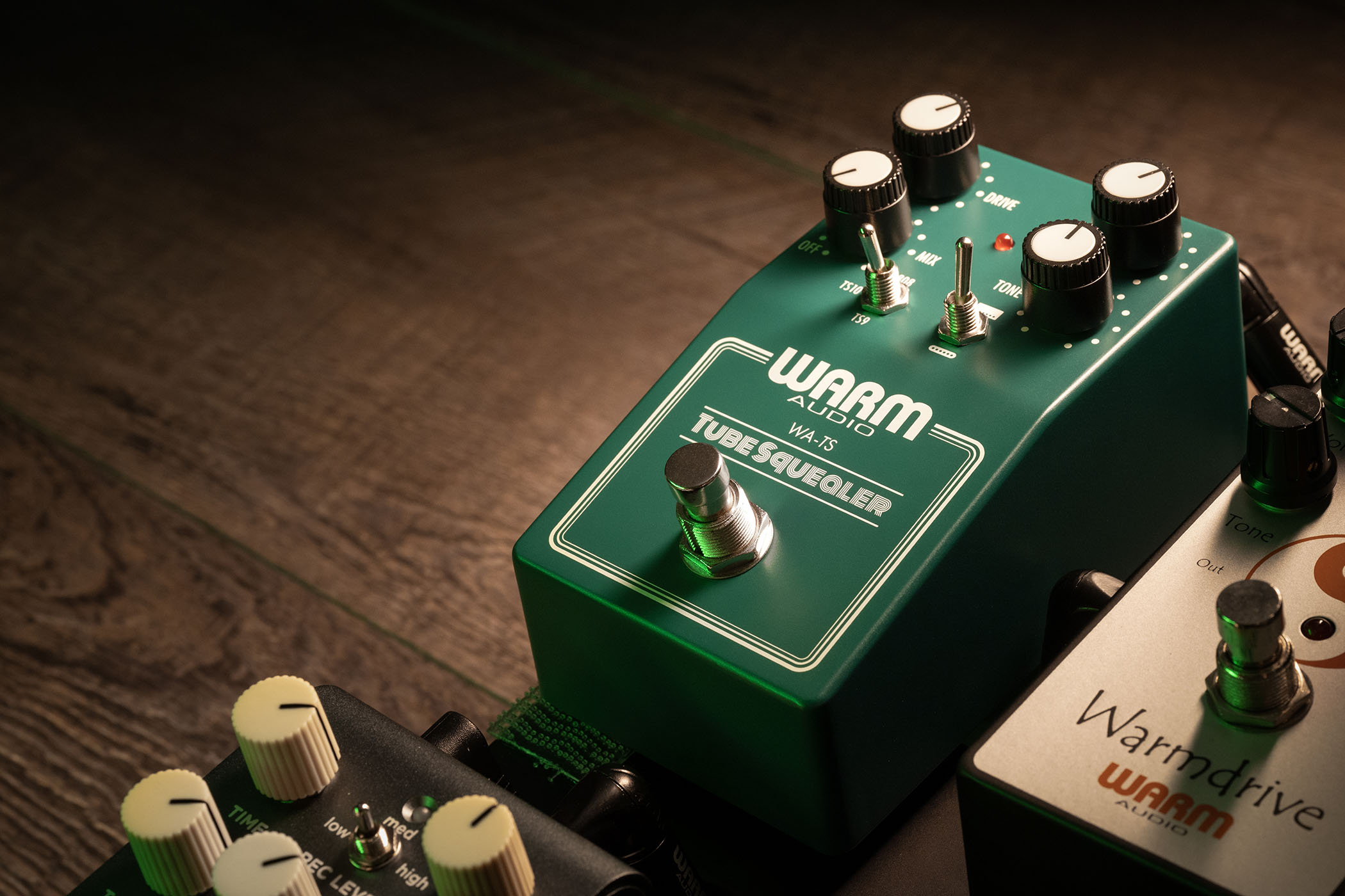 Warm Audio Tube Squealer, a 3-in-1 TS-inspired drive with mix control, and lots of modded features – but yes, it has a similar green-box presentation as the pedal that inspired it.
