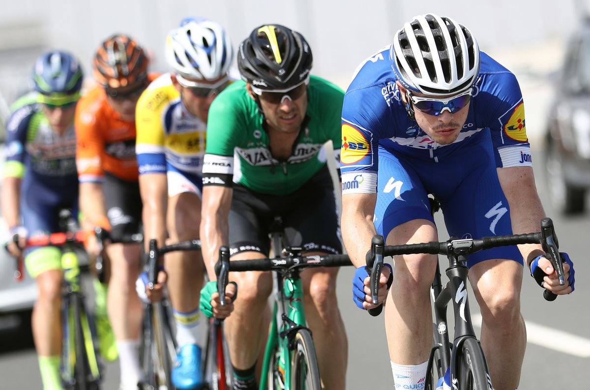 R&eacute;mi Cavagna (Quick-Step Floors) leads the break