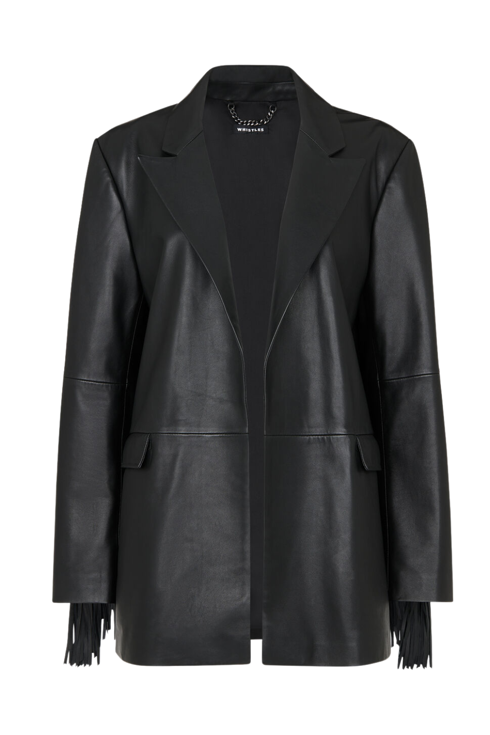 Black Gia Leather Fringed Jacket