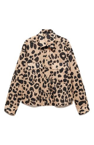 Animal Print Cotton Button-Up Shirt