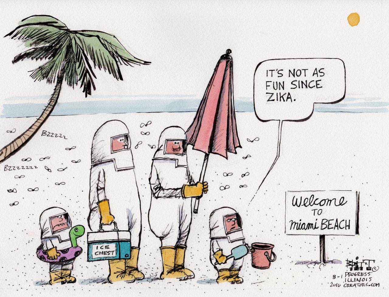 &amp;amp;nbsp;Editorial cartoon U.S. Miami Beach and Zika