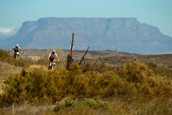 Christoph Sauser and Burry Stander of 36One-Songo-Specialized, prologue winners during the Prologue of the 2012 Absa Cape Epic Mountain Bike