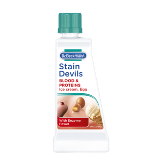 A product pack shot of Dr. Beckmann Stain Devils for blood and proteins