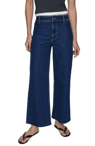 Catherin Raw Hem High Waist Wide Leg Culotte Jeans