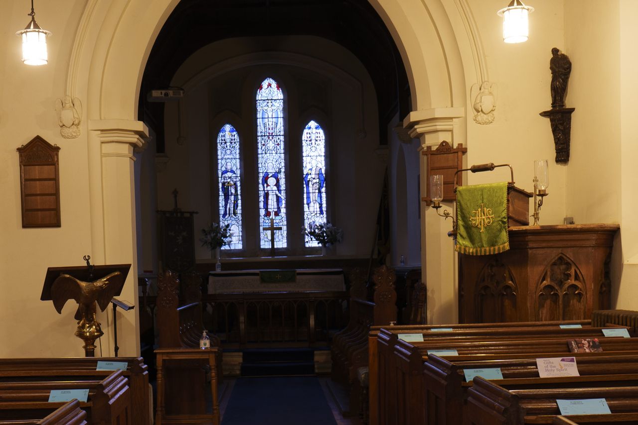 Picture taken with Panasonic S5 II of church interior at night