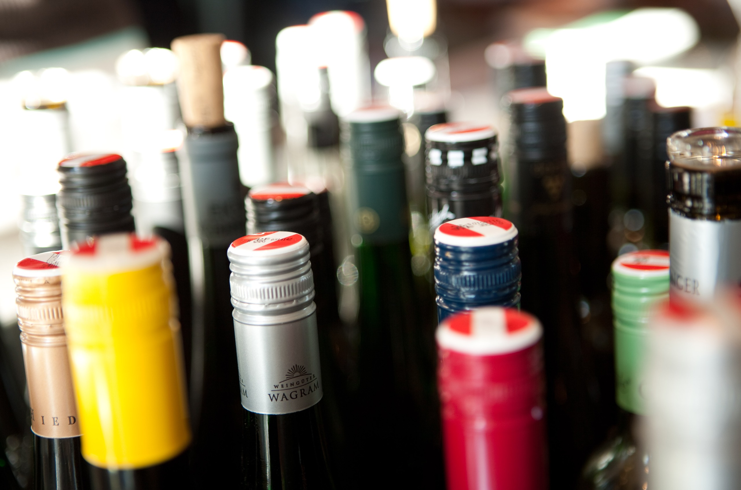 Bottle tops with the Austrian flag on them