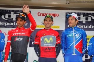 Alberto Contador, Alejandro Valverde and Thibaut Pinot on the podium