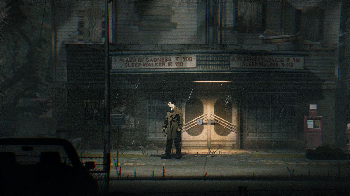 Cenas do jogo side-scrolling com exploração e ambiente urbano atmosférico