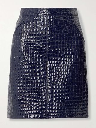 Croc-Effect Patent-Leather Mini Skirt