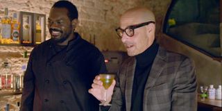 Stanley Tucci drinking a martini in Stanley Tucci: Searching for Italy