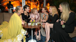 Sharon Stone, Sarah Paulson, Holland Taylor, Sienna Miller, and Patricia Clarkson at the Vanity Fair Oscar party