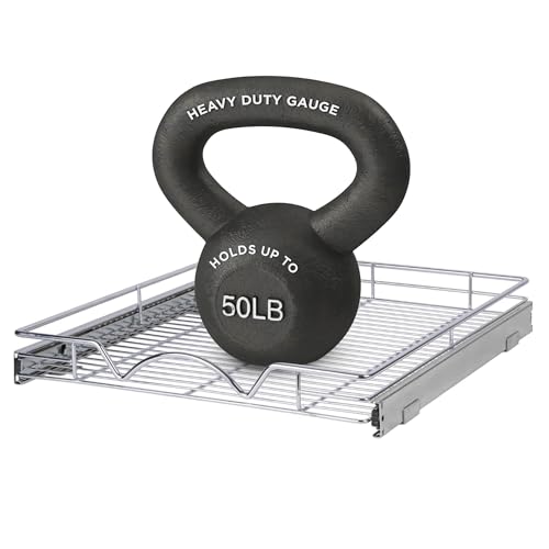 Holdn’ Storage Pull Out Cabinet Organizer, Heavy Duty Caddy W/lifetime Limited Warranty -11”w X 21”d - Requires at Least 12-1/4” Cabinet Opening, Steel Metal Cabinet Drawers Slide Out, Chrome