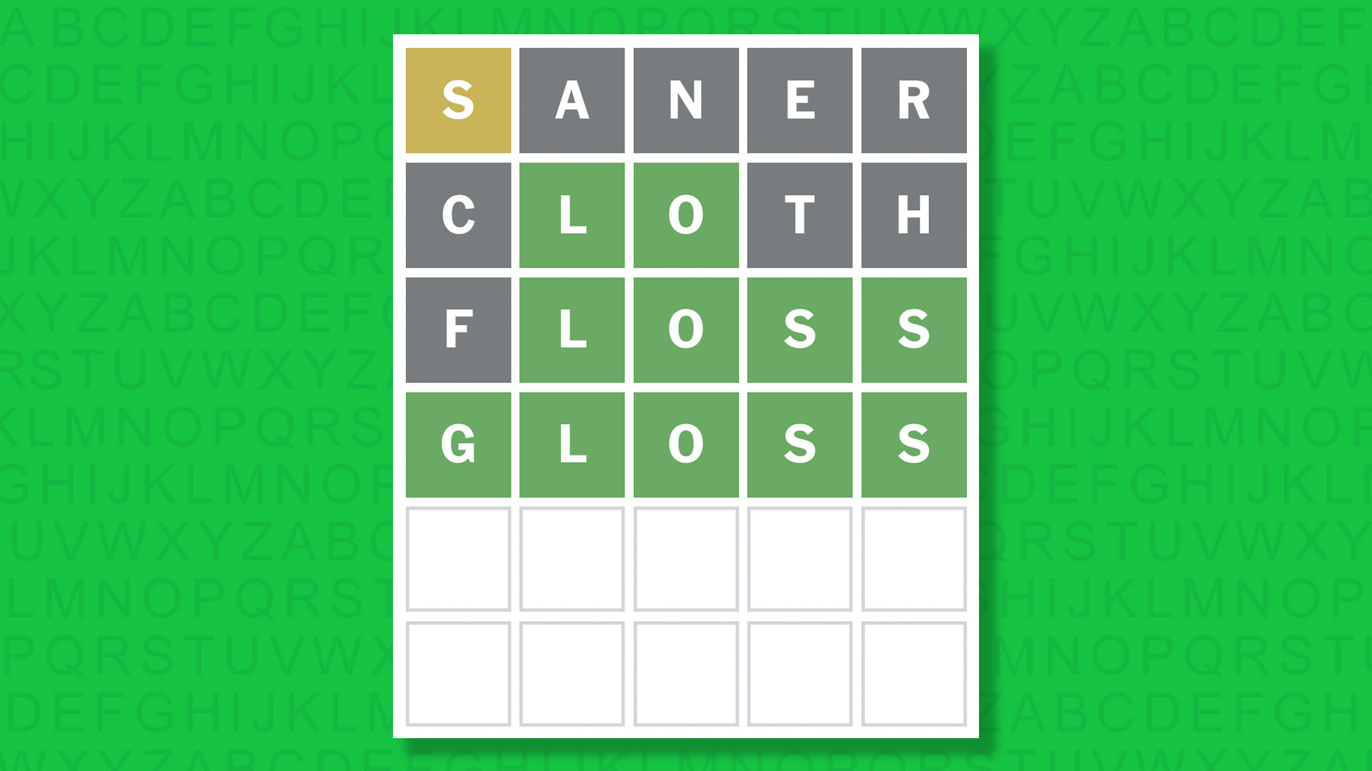 NYT Wordle answer for game 1772 on a green background