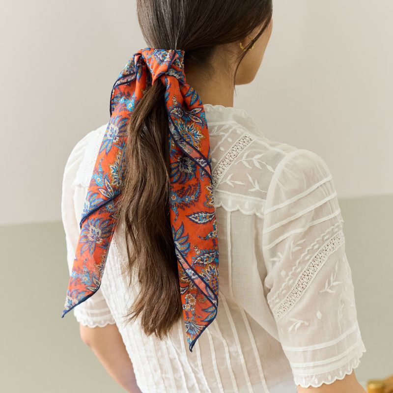 Liberty Print Cotton Chiffon Square on model 