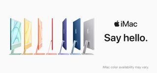 Apple iMac ad featuring the words 'Say hello.'