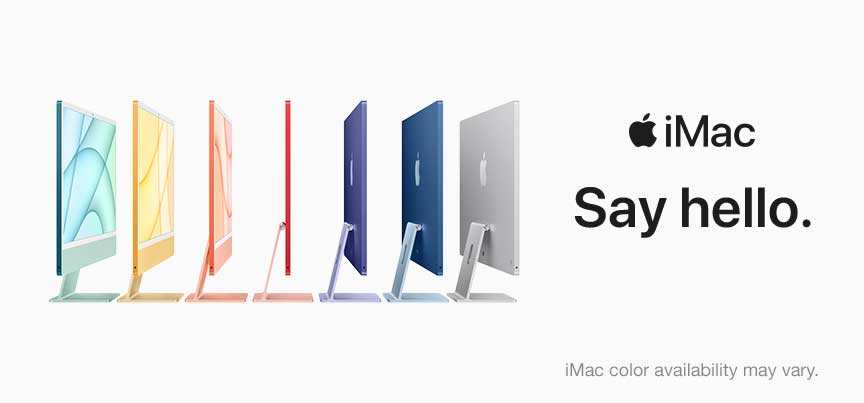 Apple iMac ad featuring the words 'Say hello.'
