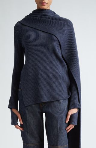 Draped Rib Merino Wool Sweater