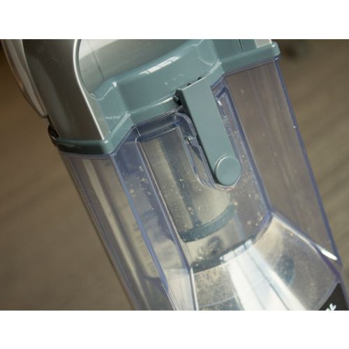 The dust bin of the Shark Navigator is made of clear plastic, so you can see when it's time to empty it.