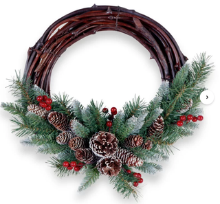 Small wooden wreath with red