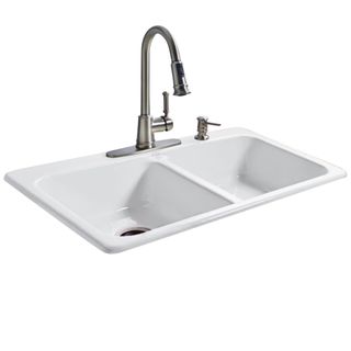 white double cast iron sink 