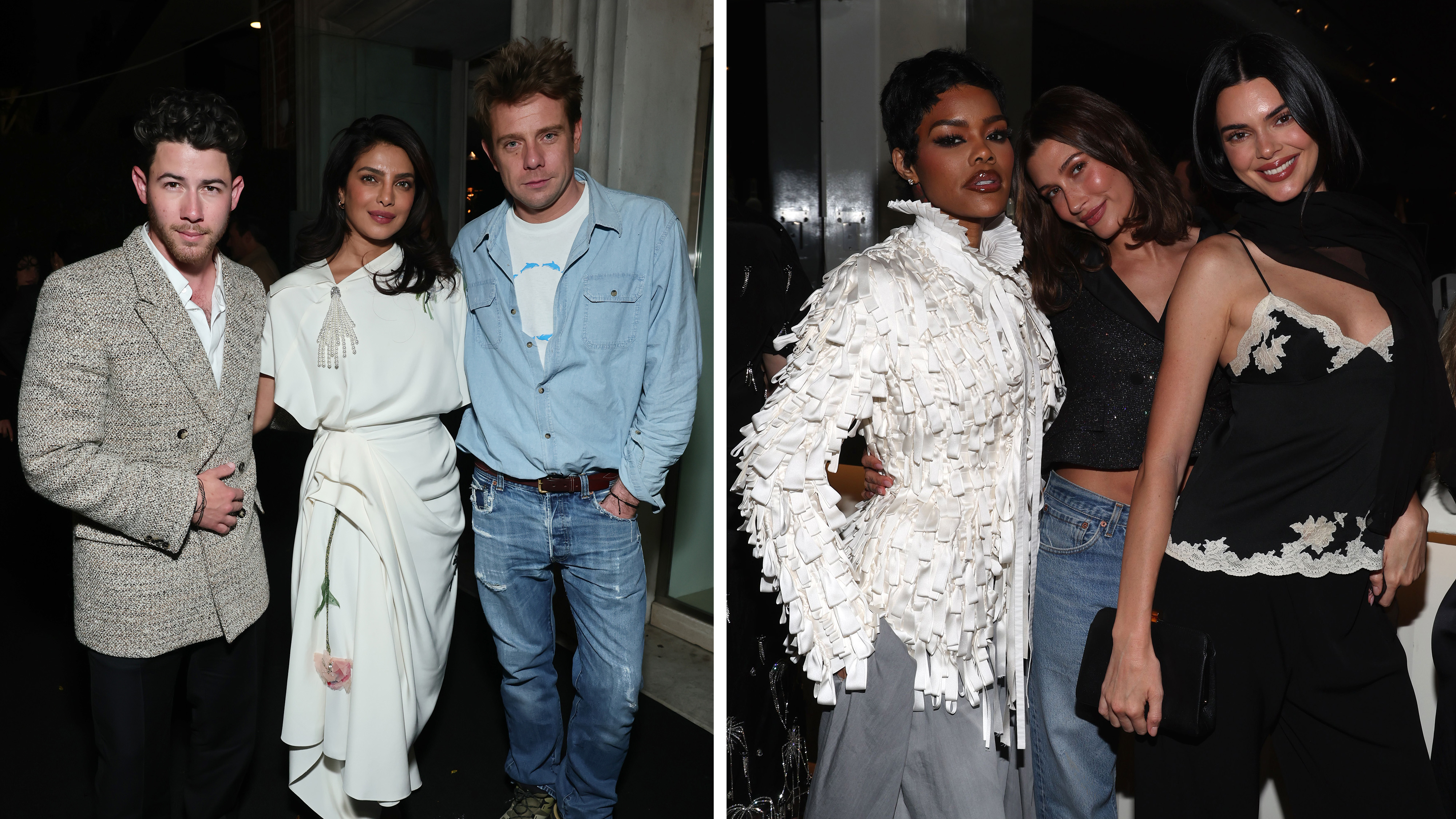 Nick jonas, priyanka chopra, jonathan anderson, teyana taylor, hailey bieber, and kendall jenner at the w magazine x dior pre-oscars party.
