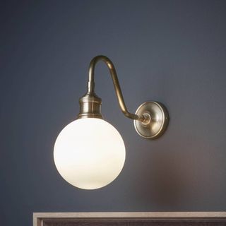 frosted glass antique brass wall light